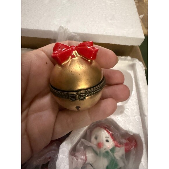 Vtg Y2K Winter Holiday Hinged Trinket Box w/Charm Set of 5 Santa, Snowman, etc - Picture 9 of 12